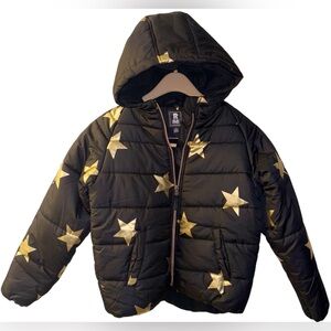 NWT Puffer Jacket Black Gold Stars L 14